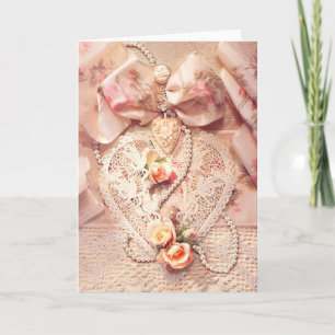 LACE HEART, ROSES & PEARLS BY SHARON SHARPE HOLIDAY CARD
