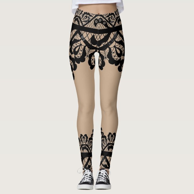 Lace Illusion Skirt & Boots Leggings (Front)