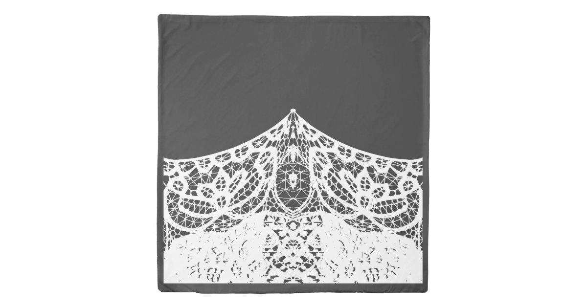 Lace In Modern Elegant Black And White Patterns Duvet Cover