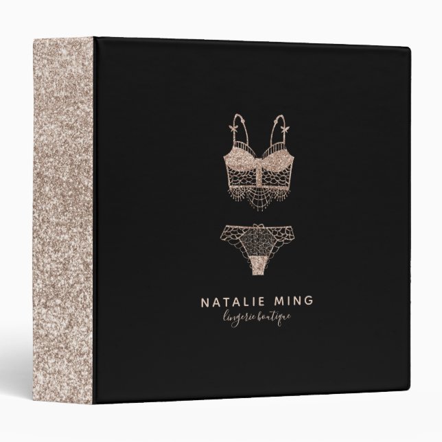 Lace Lingerie Boutique Logo Business 3 Ring Binder (Front/Spine)