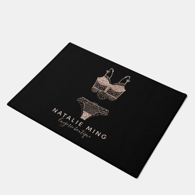Lace Lingerie Boutique Logo Business Doormat (Angled)