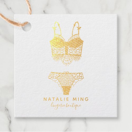 Lace Lingerie Boutique Logo Business Foil Favor Tags