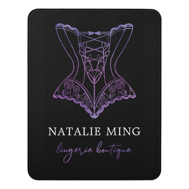 Lace Lingerie Boutique Logo  Door Sign (Contemporary Vert)