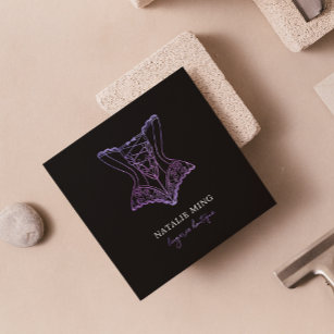 Lace Lingerie Boutique Logo Purple Business Card