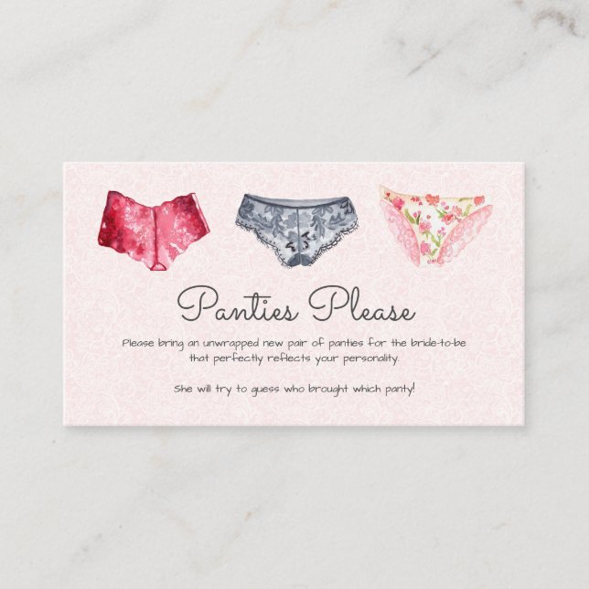 Lace Lingerie Shower Panty Party Enclosure Card (Front)
