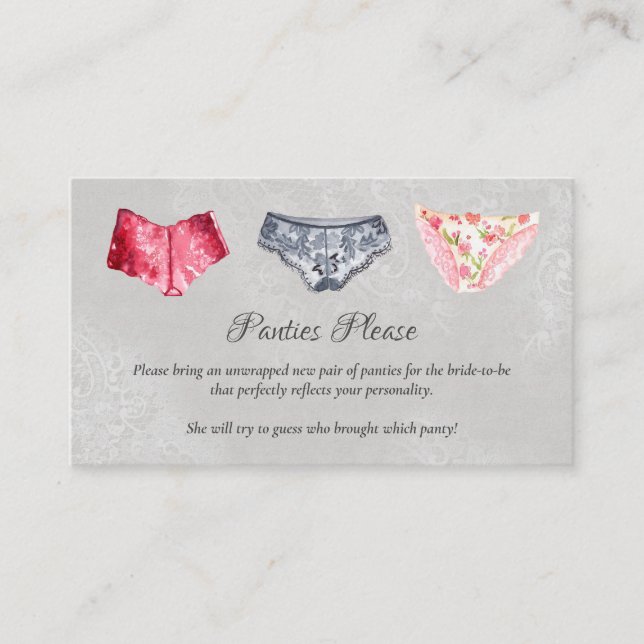 Lace Lingerie Shower Panty Party Enclosure Card (Front)