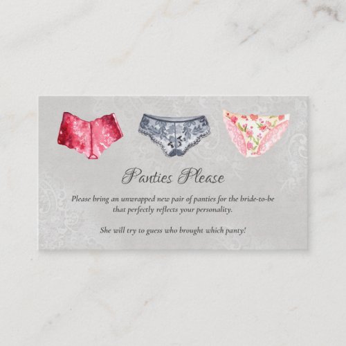 Lace Lingerie Shower Panty Party Enclosure Card