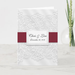 Lace Look Deep Red Wedding Announcement 5x7