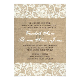22 Cute Burlap Wedding Invitation Ideas Weddingomania Burlap Wedding Invitation With Lace