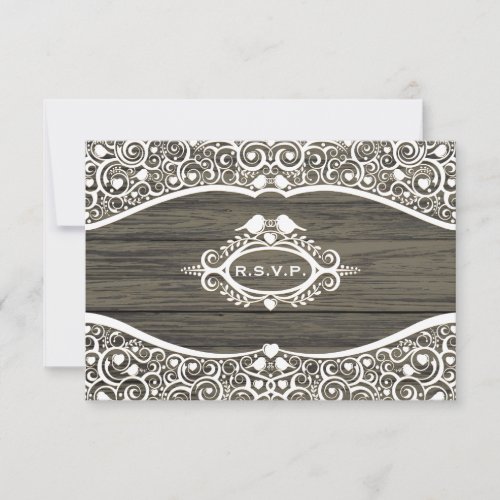 Lace Love Birds Vine Pattern R.S.V.P. RSVP Card