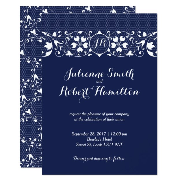 Lace Love | Monogram Wedding Invitation