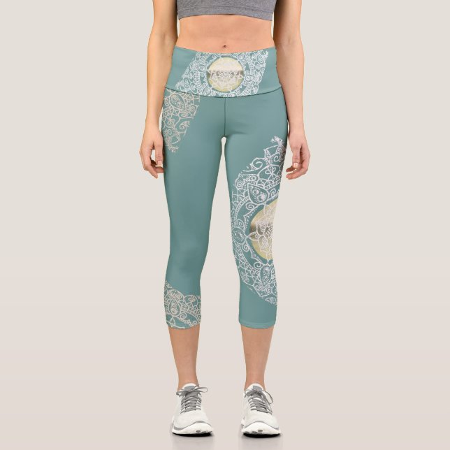 Lace mandala yoga capri leggings (Front)
