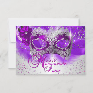 Lace Mask Purple Silver Masquerade RSVP