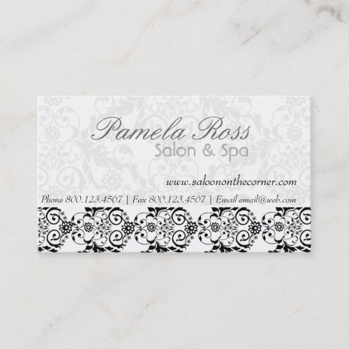 Hair Salon Elegant Damask Business Card Template