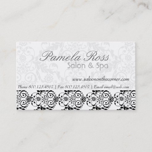 Customizable Hair Salon Elegant Damask Business Card Template