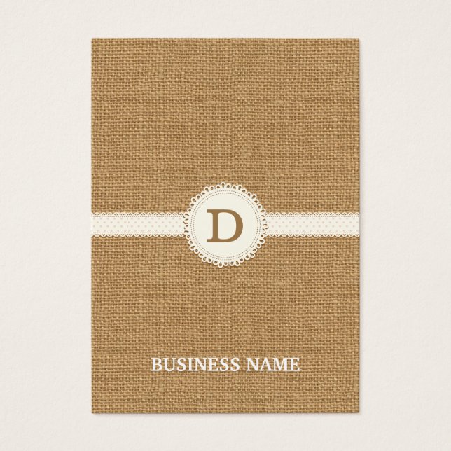 Lace Monogram Burlap Earring/Jewelry Display (Front)