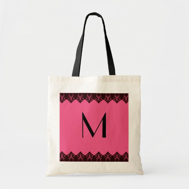 Lace Monogram Pink Tote Bag (Front)