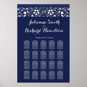 Lace   Monogram Wedding 20 Tables Seating Chart