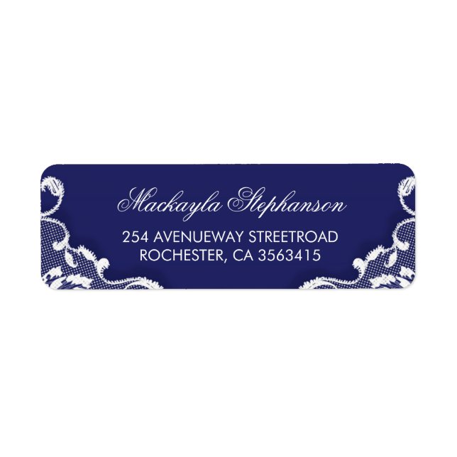 Lace Navy Vintage Wedding Label (Front)
