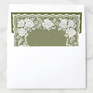 Lace Olive Green Old money Wedding Envelope Liner
