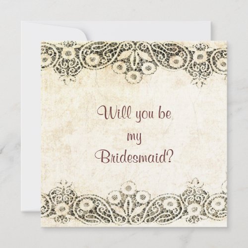 lace on burlap Will you be my bridesmaid Personalized Invitations
