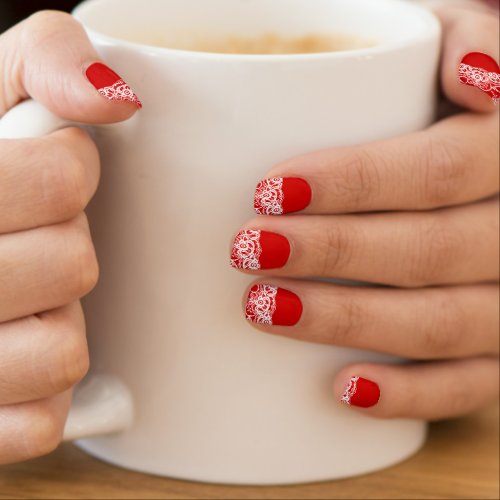 Lace on Color _ Valentine Red Minx Nail Art