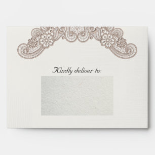 Lace on Cream Wedding Envelope