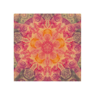 Lace Ornament Mandala: Round Watercolor Design Wood Wall Art