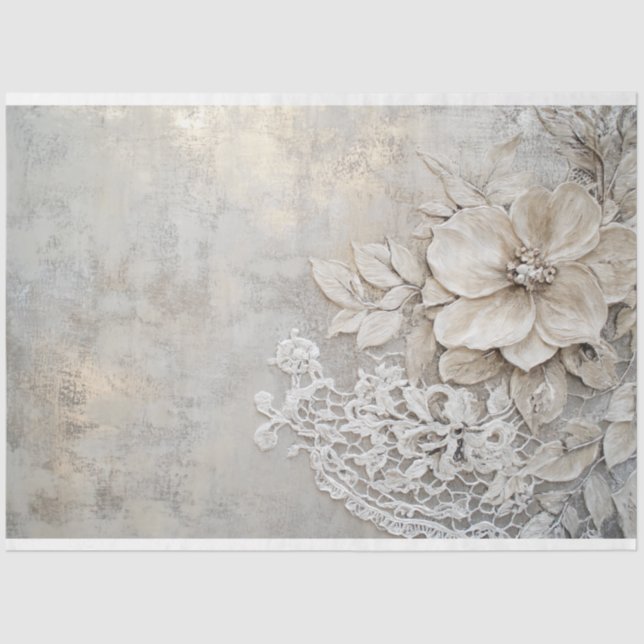 Lace patina, and Floral embossment Tissue Paper (Front)