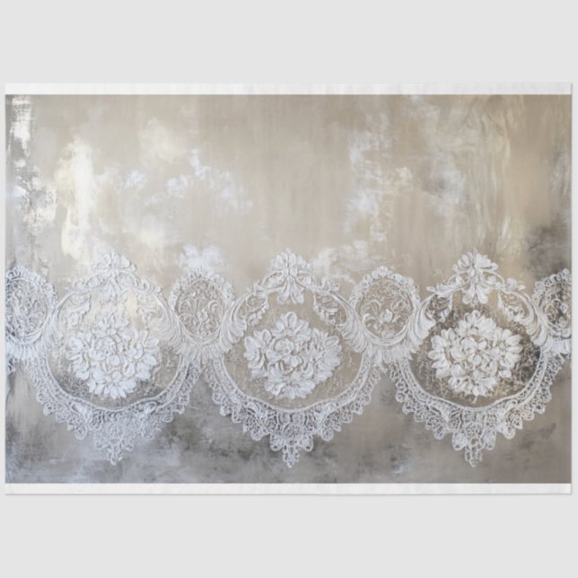 Lace Patina, textured Beige Background Tissue Paper (Front)