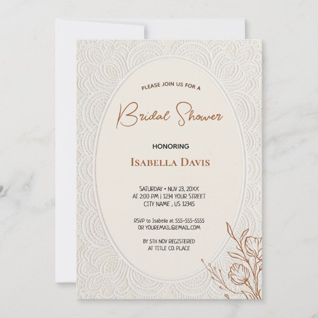 Lace Pattern Bridal Shower Invitation (Front)