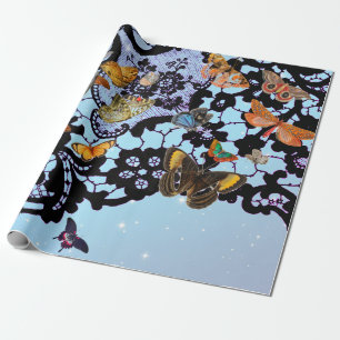 LACE PATTERN BUTTERFLIES IN TWILIGHT GIFT WRAPPING PAPER