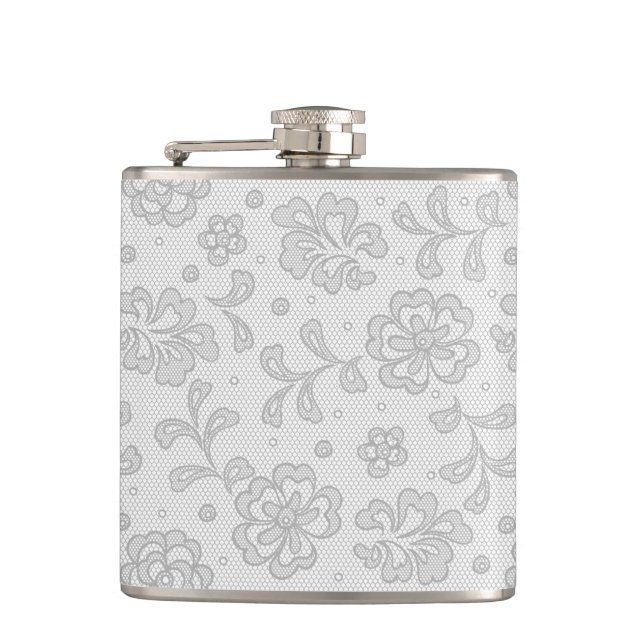 Lace pattern, flower vintage 1 flask (Front)