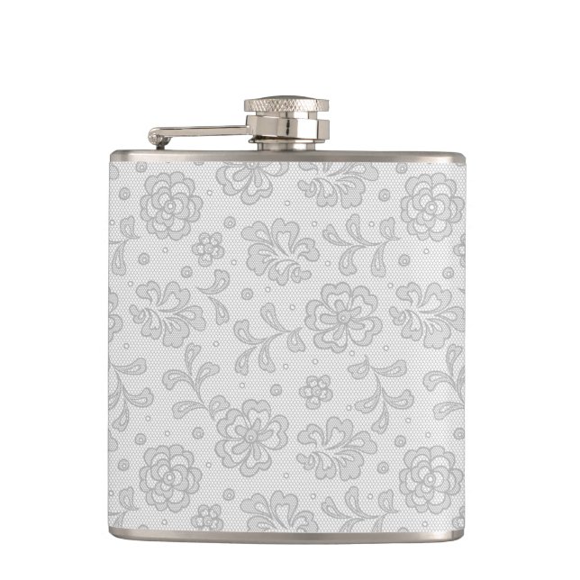 Lace pattern, flower vintage 1 hip flask (Front)