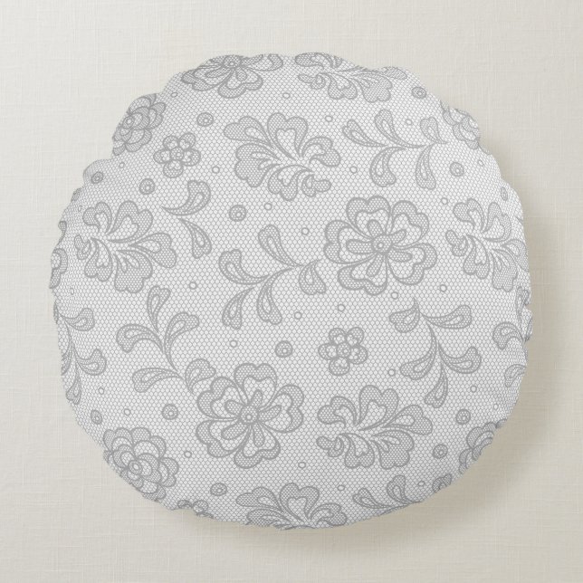 Lace pattern, flower vintage 1 round pillow (Front)
