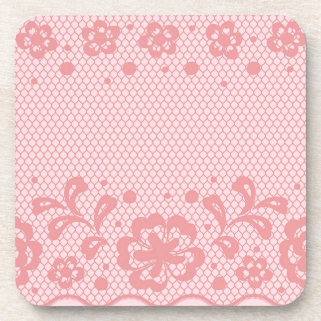 Lace pattern, flower vintage 3 drink coaster (Front)