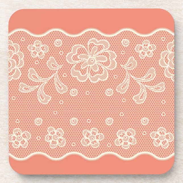 Lace pattern, flower vintage 4 coaster (Front)