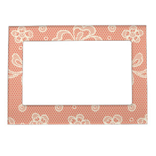 Lace pattern, flower vintage 4 magnetic picture frame