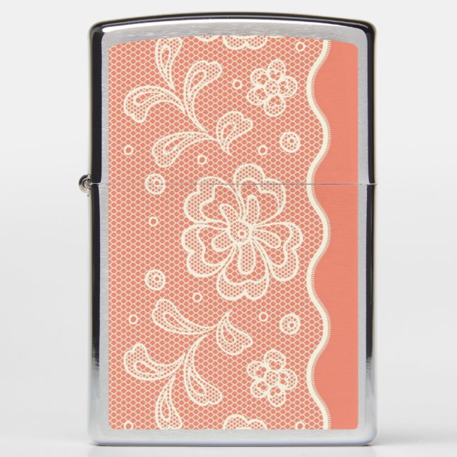 Lace pattern, flower vintage 4 zippo lighter (Front)