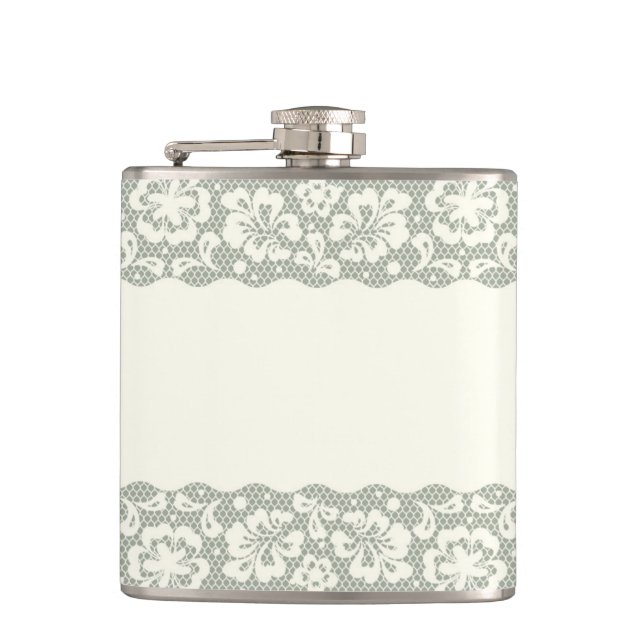Lace pattern, flower vintage 5 hip flask (Front)