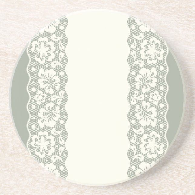 Lace pattern, flower vintage 5 sandstone coaster (Front)