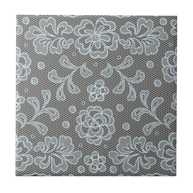 Lace pattern, flower vintage 6 ceramic tile (Front)