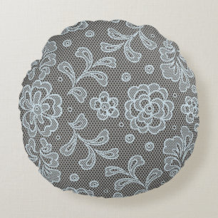 Lace pattern, flower vintage 6 round pillow