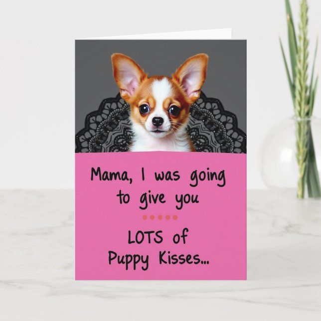 Lace Pattern Puppy Kisses Card (Front)
