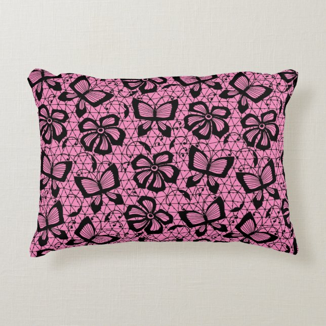 lace pattern with butterflies accent pillow (Front)