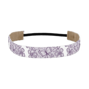 Lace pattern with butterflies athletic headband