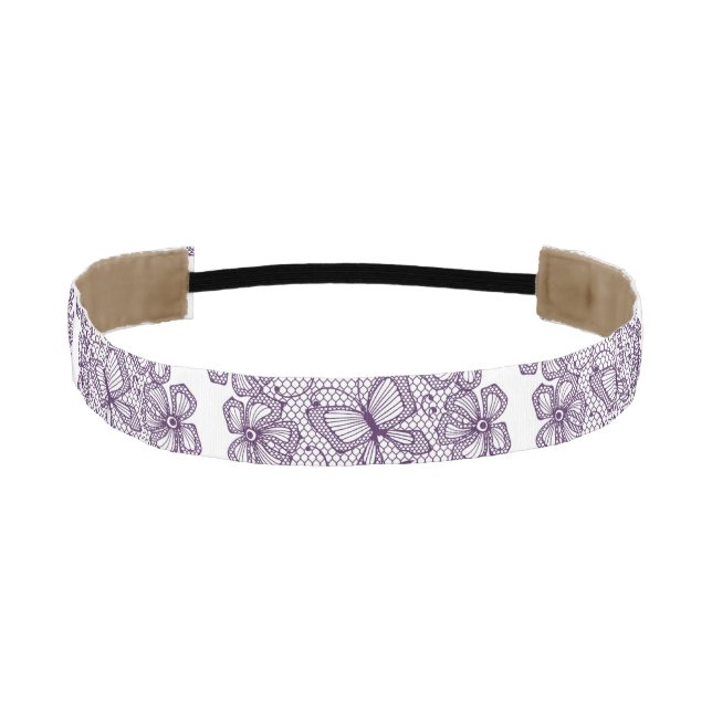 Lace pattern with butterflies athletic headband (Front)