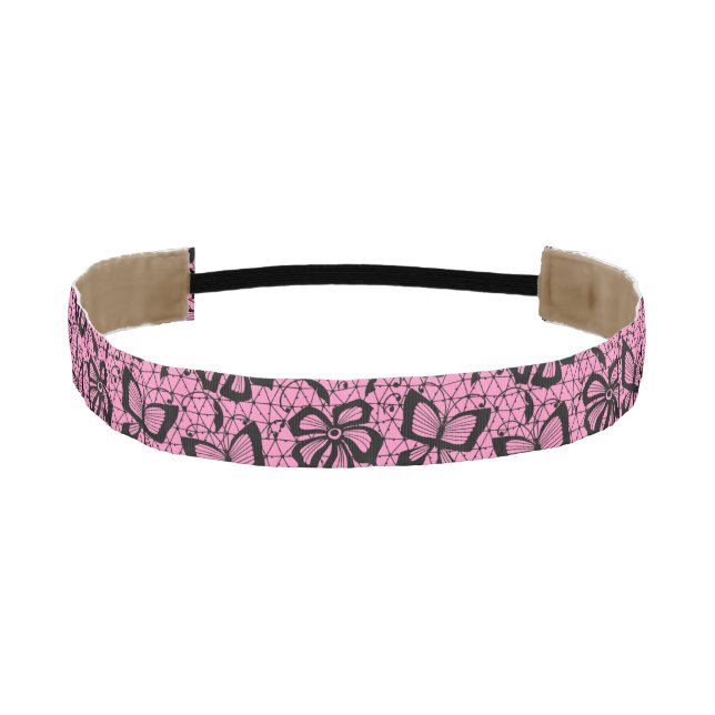 lace pattern with butterflies athletic headband (Front)