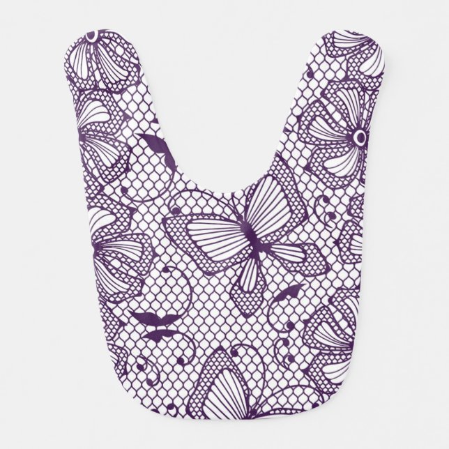 Lace pattern with butterflies baby bib (Front)