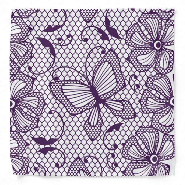 Lace pattern with butterflies bandana (Front)